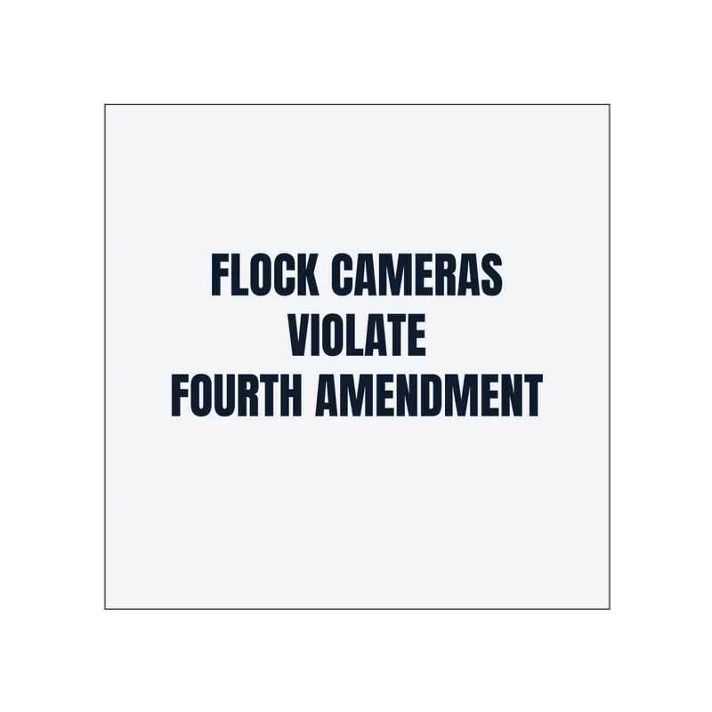 FLOCK CAMERAS · VIOLATE · FOURTH AMENDMENT in White