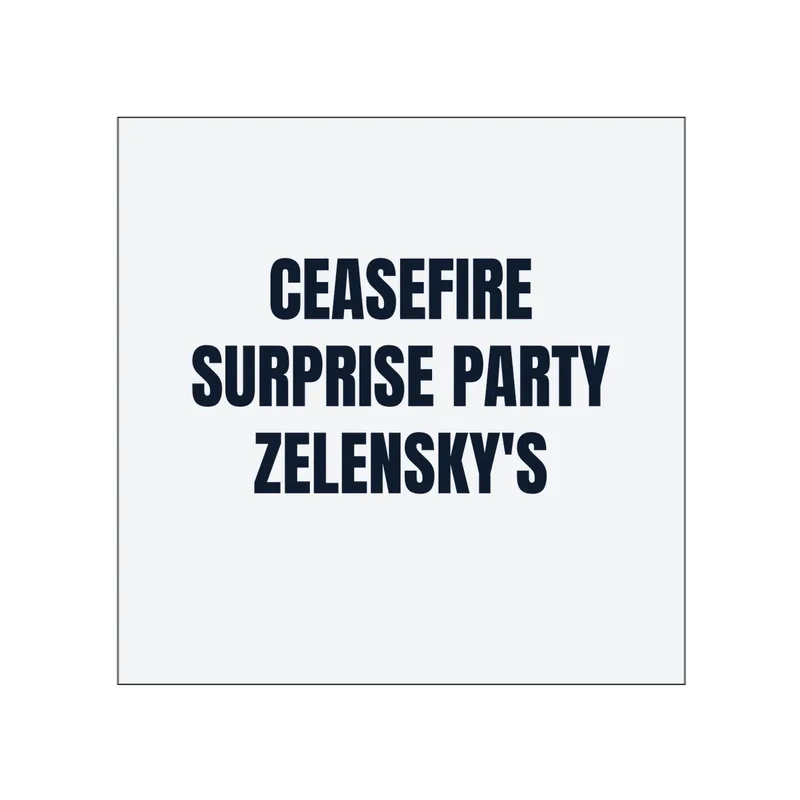 CEASEFIRE · SURPRISE PARTY · ZELENSKY'S in White