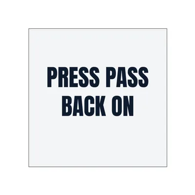 PRESS PASS · BACK ON in White