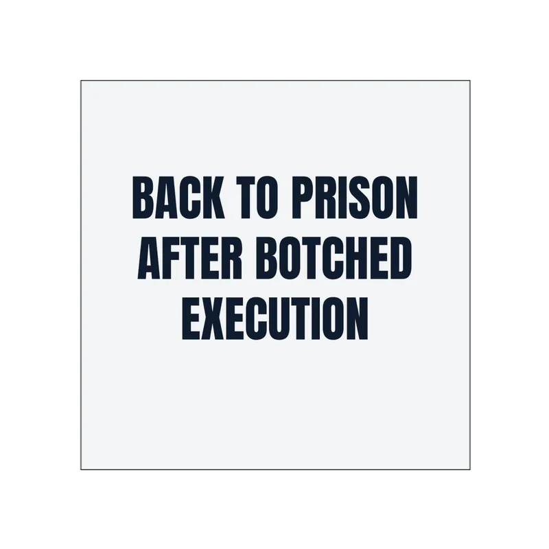 BACK TO PRISON · AFTER BOTCHED · EXECUTION in White