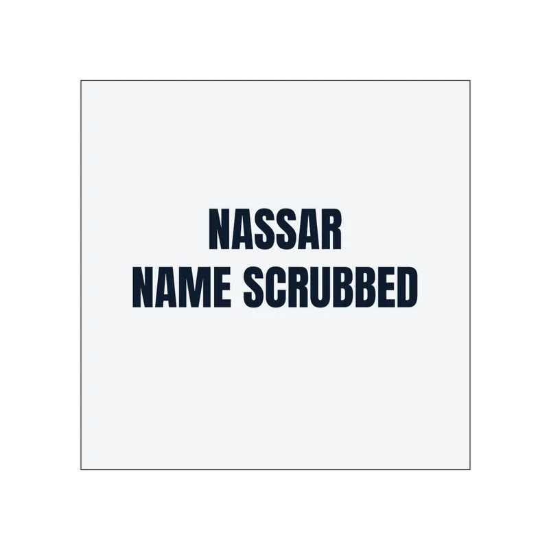 NASSAR · NAME SCRUBBED in White
