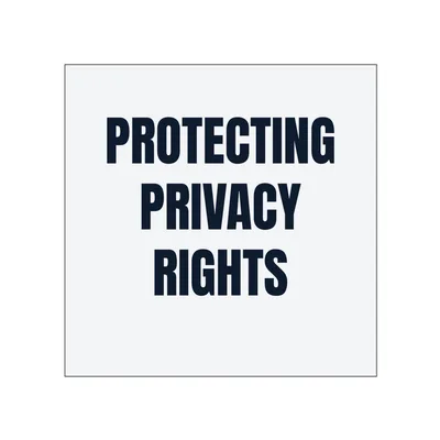 PROTECTING · PRIVACY · RIGHTS in White