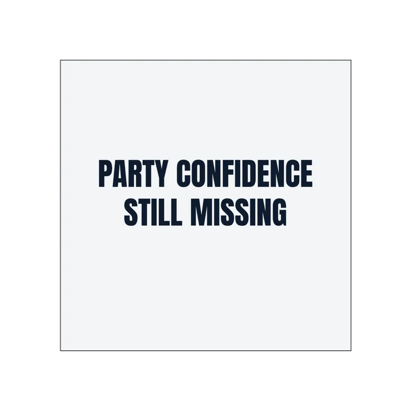 PARTY CONFIDENCE · STILL MISSING in White