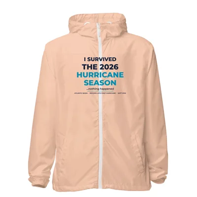 Unisex Lightweight Zip Up Windbreaker in Blush/White Zipper