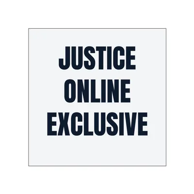 JUSTICE · ONLINE · EXCLUSIVE in White