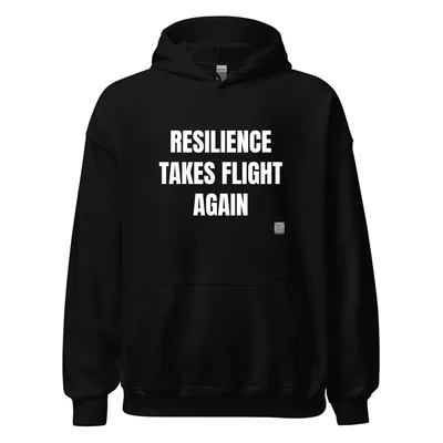 RESILIENCE · TAKES FLIGHT · AGAIN in Black