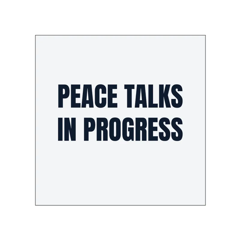 PEACE TALKS · IN PROGRESS in White