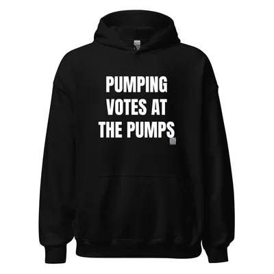 PUMPING · VOTES AT · THE PUMPS in Black