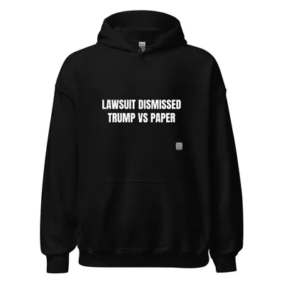 LAWSUIT DISMISSED · TRUMP VS PAPER in Black