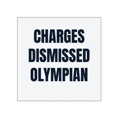 CHARGES · DISMISSED · OLYMPIAN in White