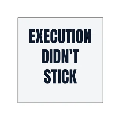 EXECUTION · DIDN'T · STICK in White