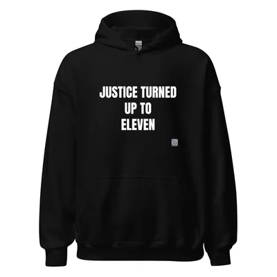 JUSTICE TURNED · UP TO · ELEVEN in Black