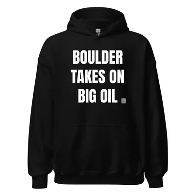 BOULDER · TAKES ON · BIG OIL in Black