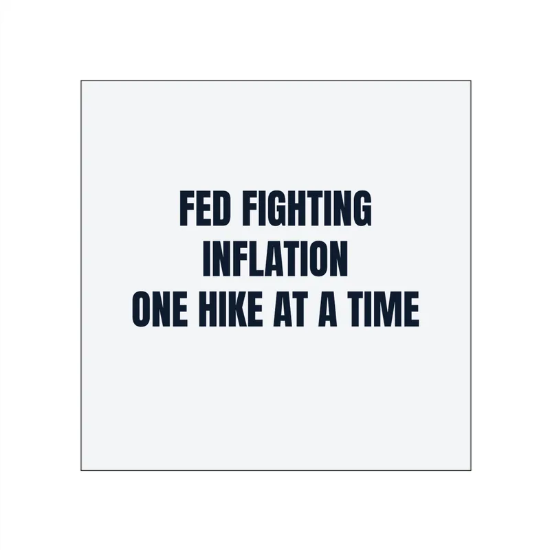 FED FIGHTING · INFLATION · ONE HIKE AT A TIME in White