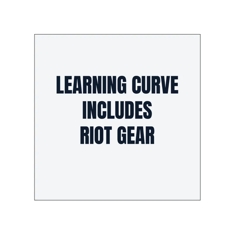LEARNING CURVE · INCLUDES · RIOT GEAR in White