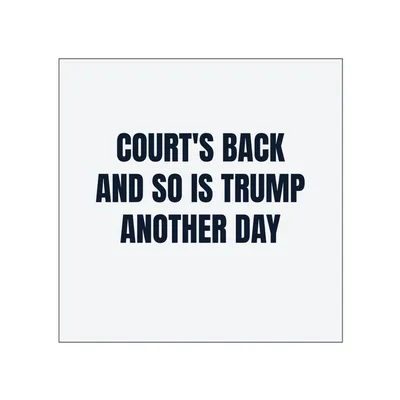 COURT'S BACK · AND SO IS TRUMP · ANOTHER DAY in White