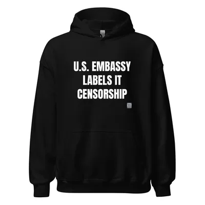 U.S. EMBASSY · LABELS IT · CENSORSHIP in Black