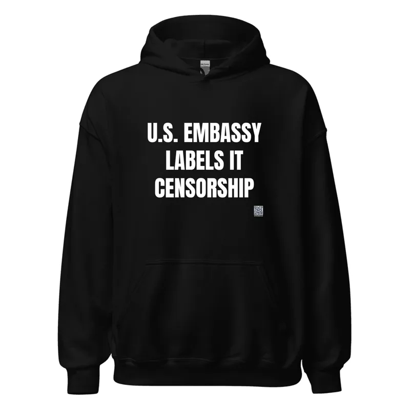 U.S. EMBASSY · LABELS IT · CENSORSHIP in Black