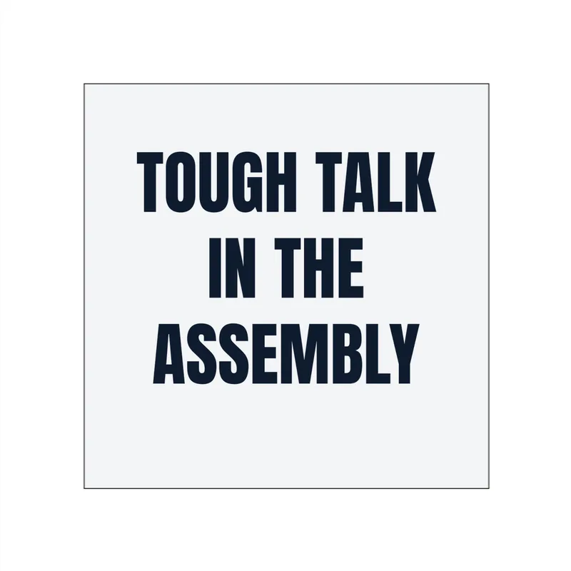 TOUGH TALK · IN THE · ASSEMBLY in White