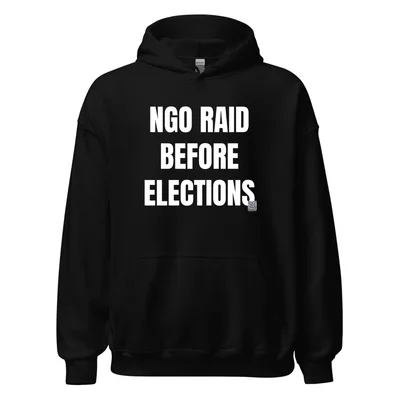 NGO RAID · BEFORE · ELECTIONS in Black