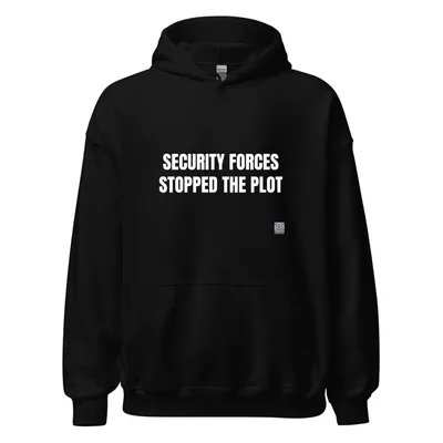 SECURITY FORCES · STOPPED THE PLOT in Black