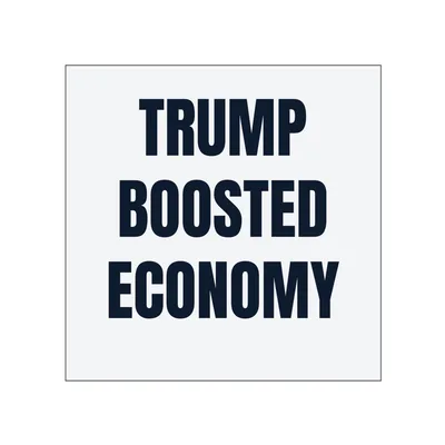 TRUMP · BOOSTED · ECONOMY in White