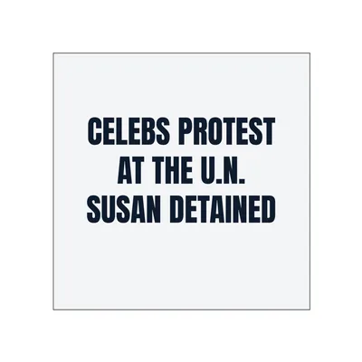CELEBS PROTEST · AT THE U.N. · SUSAN DETAINED in White