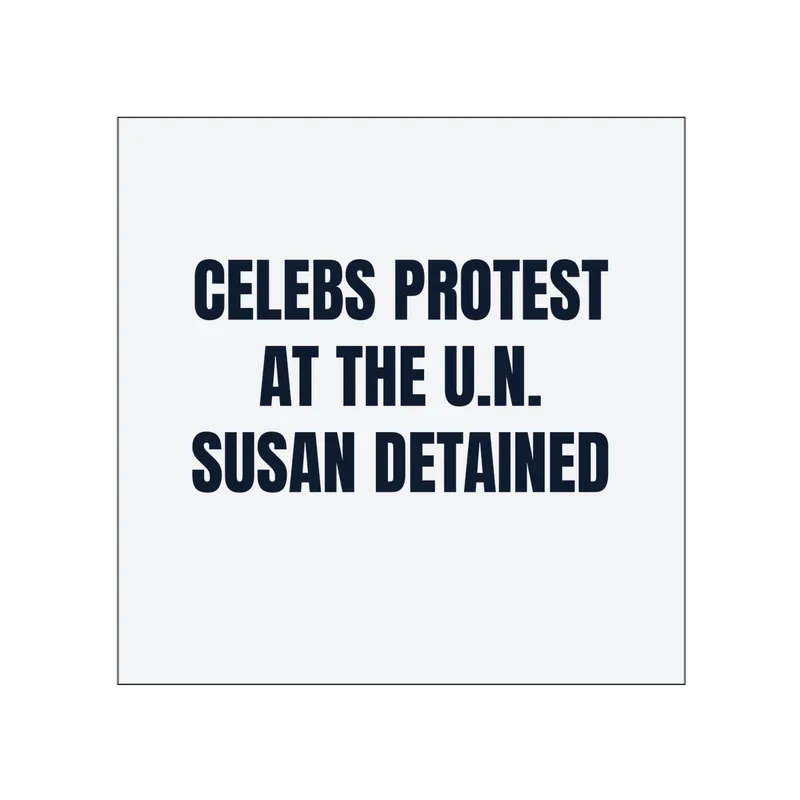 CELEBS PROTEST · AT THE U.N. · SUSAN DETAINED in White