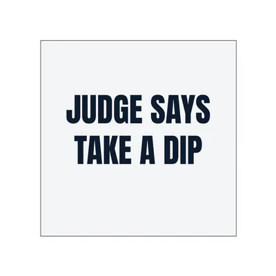 JUDGE SAYS · TAKE A DIP in White