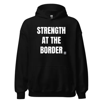 STRENGTH · AT THE · BORDER in Black