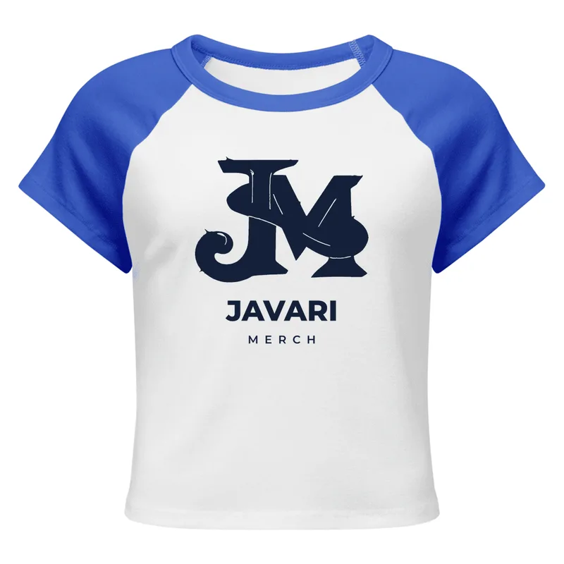 Women's Micro Rib Raglan Baby Tee in White /True Royal