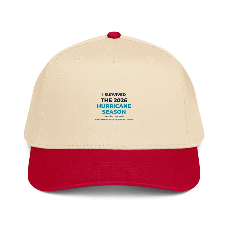 5 Panel Mid-Profile Baseball Cap in Red/Natural