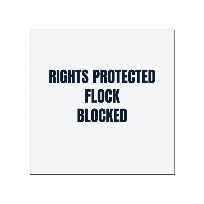 RIGHTS PROTECTED · FLOCK · BLOCKED in White