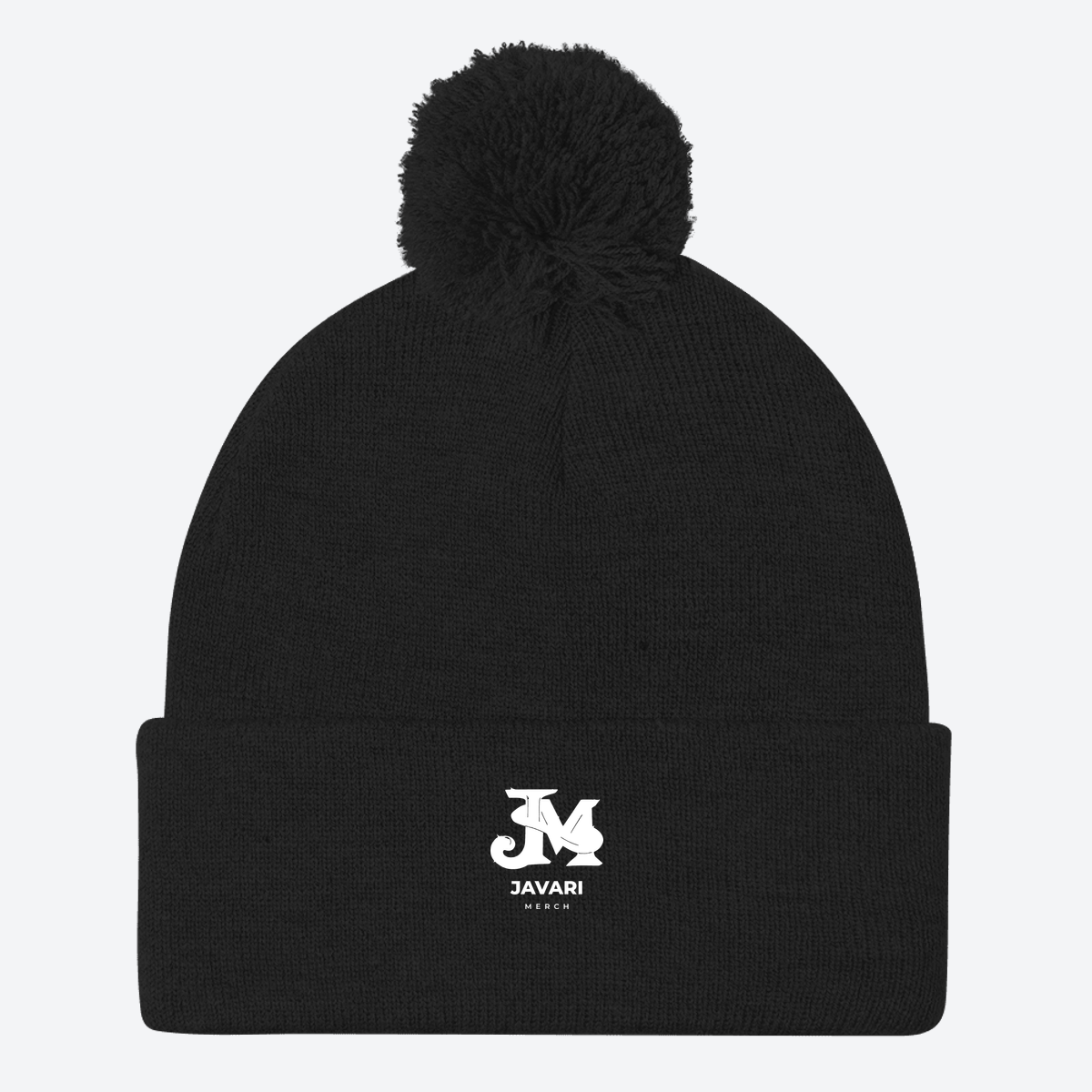 Pom-Pom Knit Cap in Black