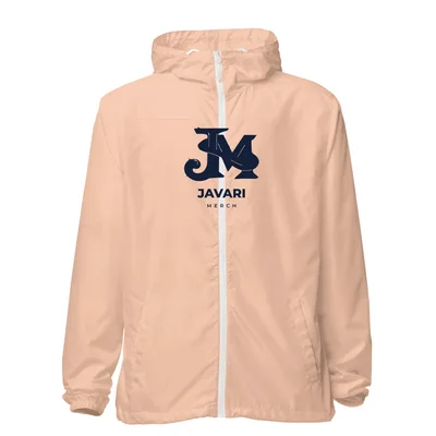 Unisex Lightweight Zip Up Windbreaker in Blush/White Zipper
