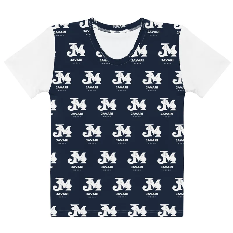 All-Over Print Women’s Cotton Crew Neck T-Shirt in White