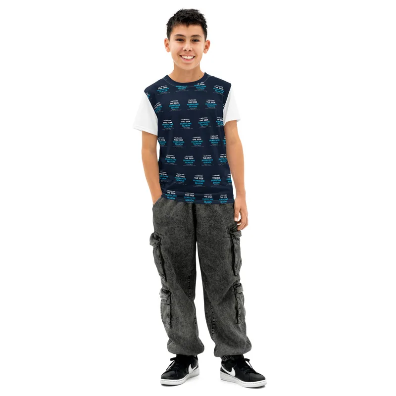 All-Over Print Youth Cotton Crew Neck T-shirt in White