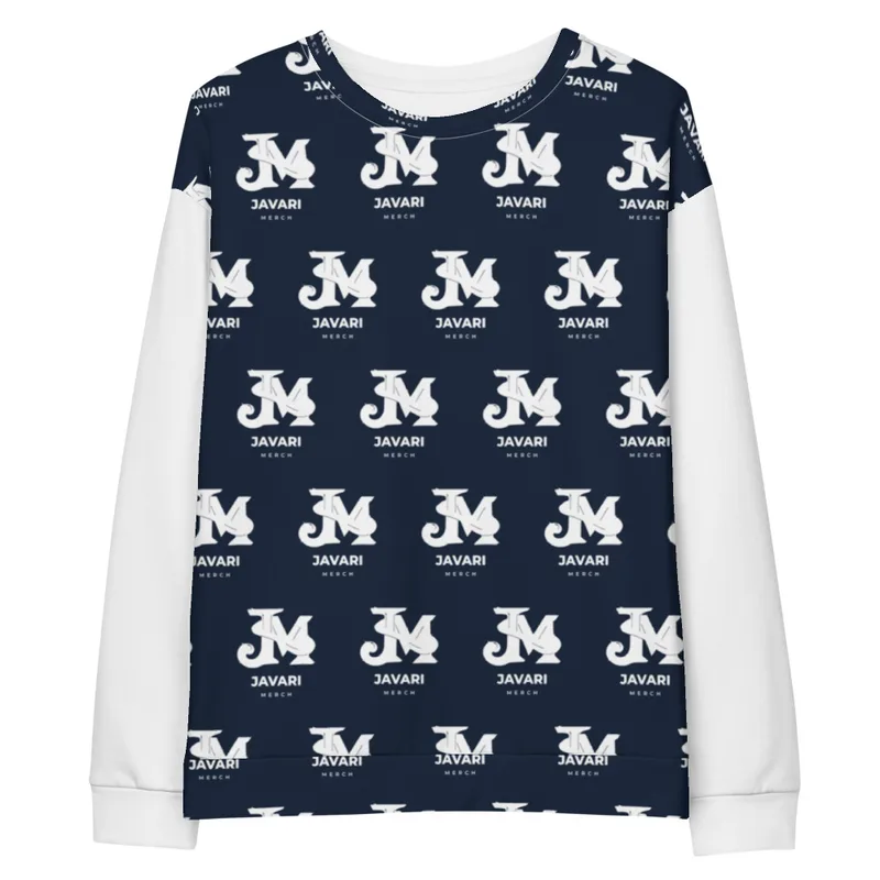 All-Over Print Unisex Cotton Sweatshirt in White