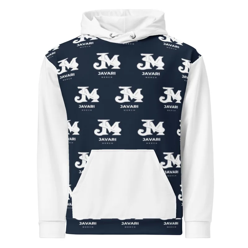 All-Over Print Unisex Cotton Hoodie in White