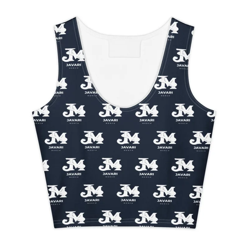 All-Over Print Cotton Crop Top in White