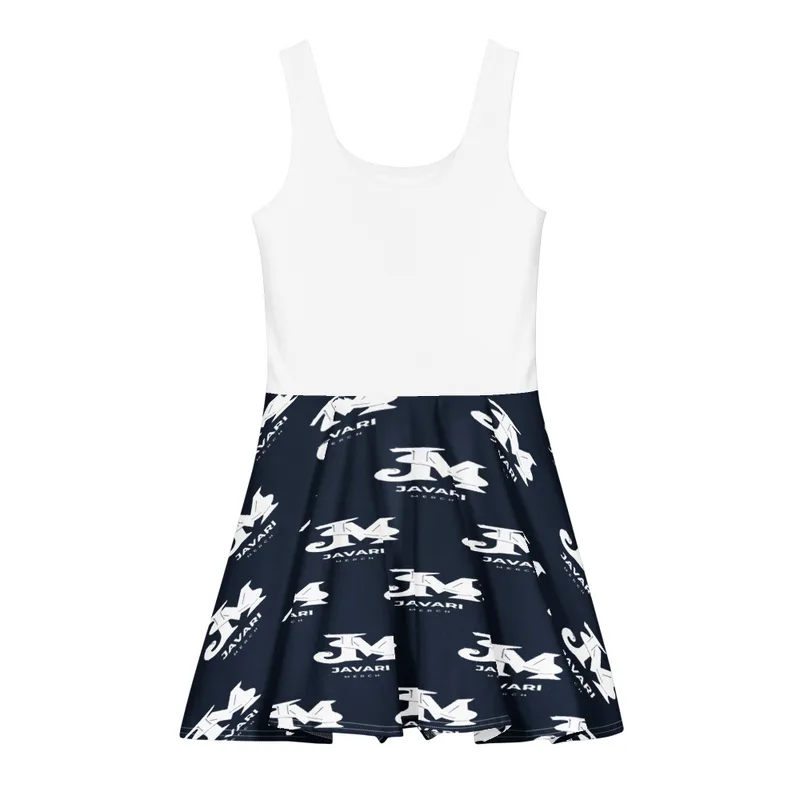 All-Over Print Cotton Skater Dress in White