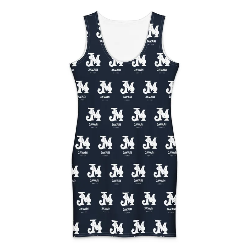 All-Over Print Cotton Bodycon Dress in White