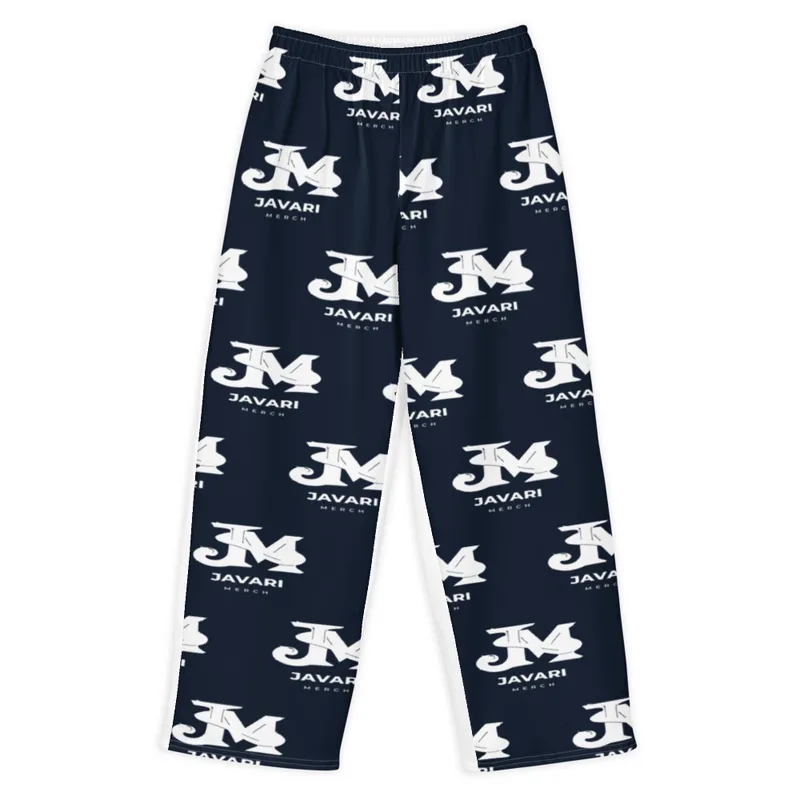All-Over Print Unisex Cotton Wide-Leg Pants in White
