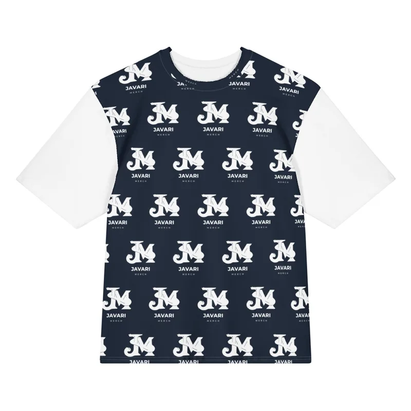 All-Over Print Oversized Cotton T-Shirt in White
