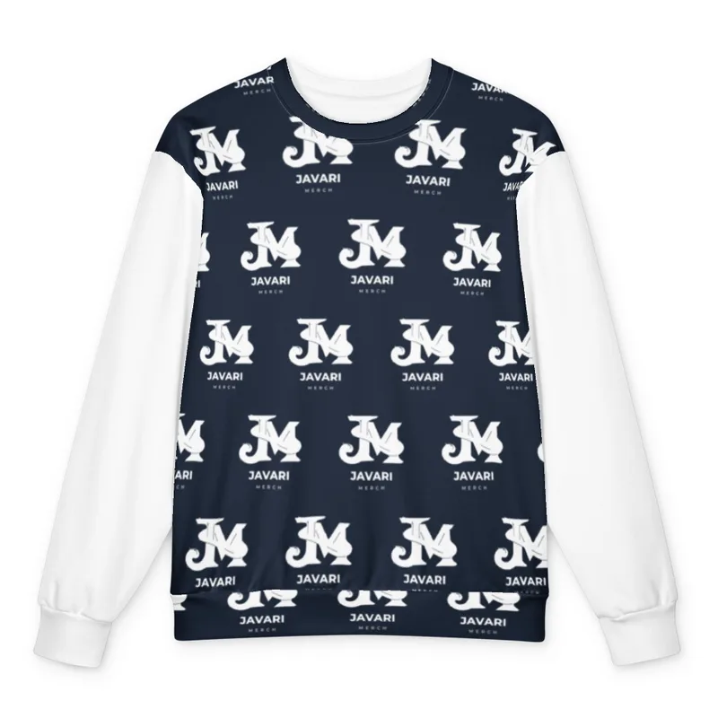 All-Over Print Oversized Cotton Sweatshirt in White