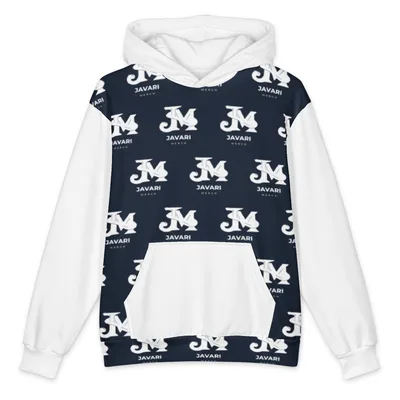 All-Over Print Oversized Cotton Hoodie in White