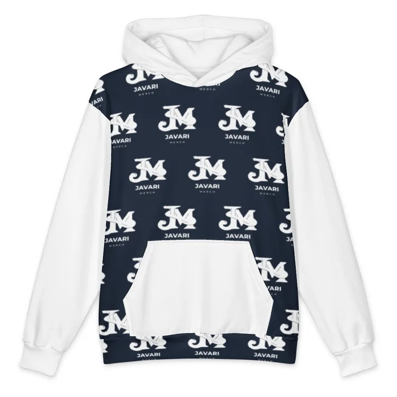 All-Over Print Oversized Cotton Hoodie in White