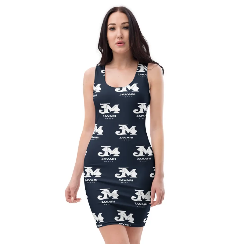 All-Over Print Bodycon Dress in White
