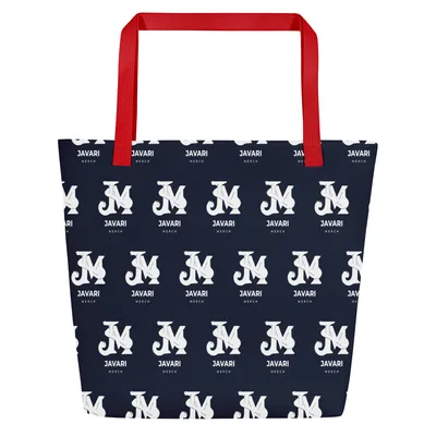 All-Over Print Large Tote Bag w/ Pocket in Red