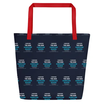 All-Over Print Large Tote Bag w/ Pocket in Red
